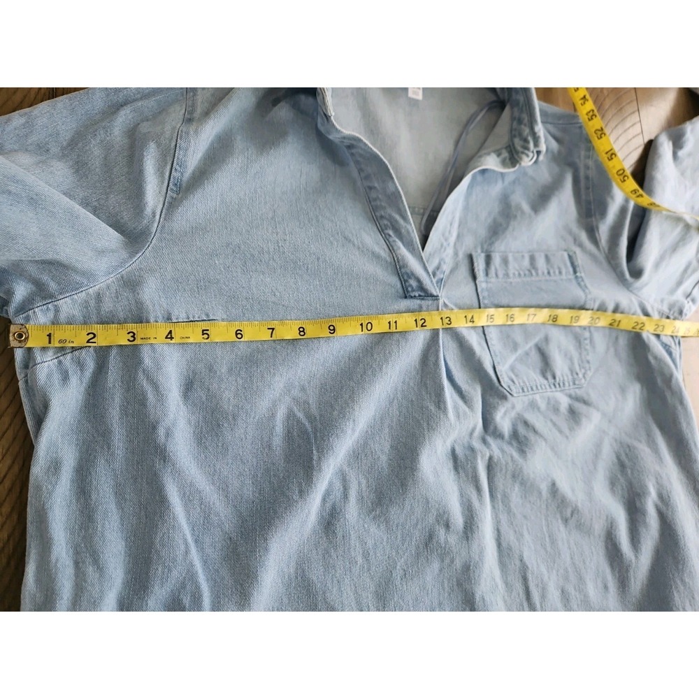 Time And Tru Denim Dress XL Blue Pockets Minimalist Cotton Basic Coastal Capsule - Picture 9 of 16